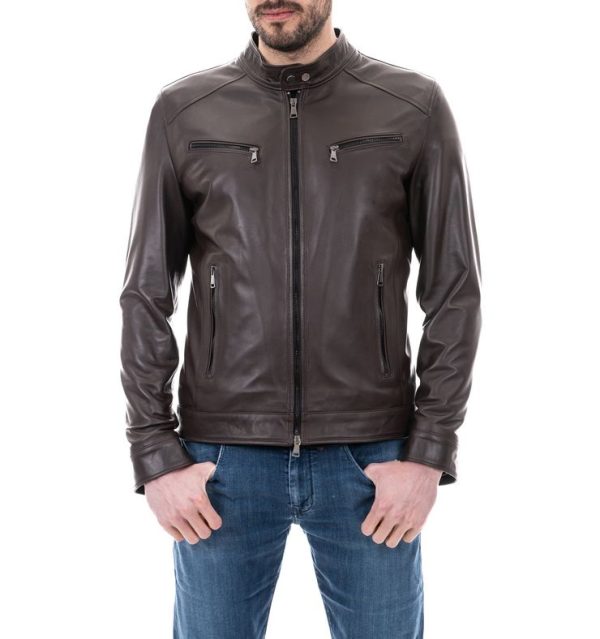 Biker da uomo in vera pelle moro