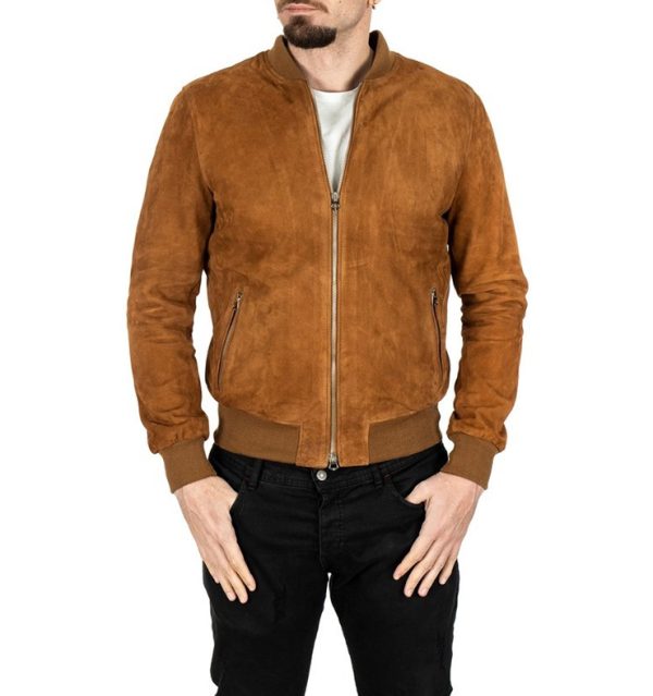 Bomber da uomo in vera pelle scamosciato cuoio