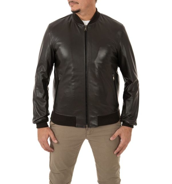 Bomber da uomo in vera pelle moro