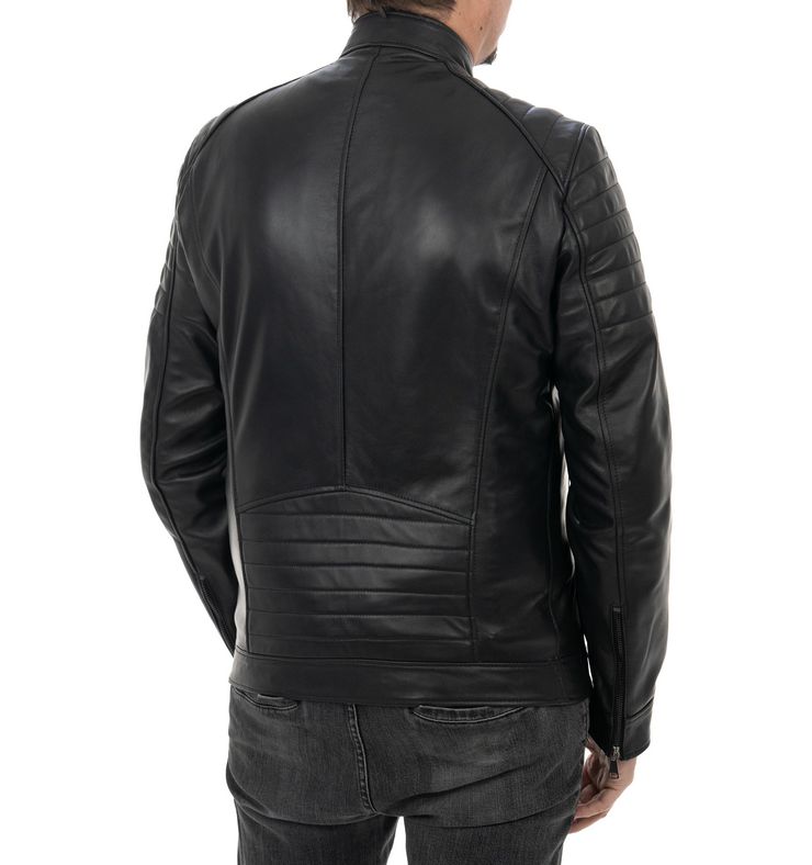 Biker da uomo in vera pelle nero - immagine 4