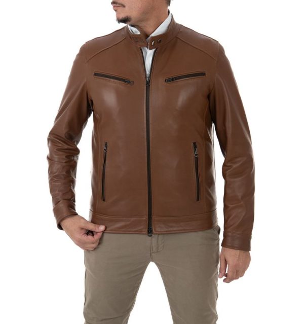 Biker da uomo in vera pelle cuoio