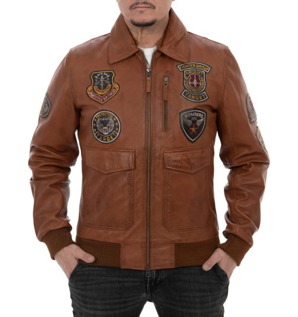 Giubbotto da uomo in vera pelle vintage cuoio