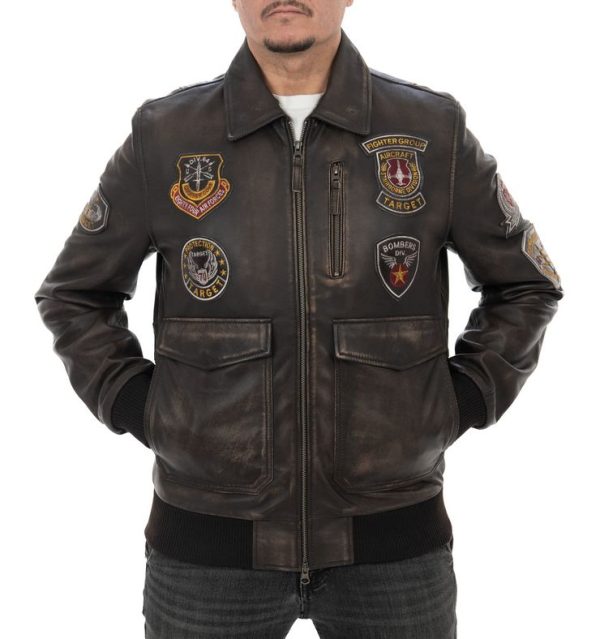 Aviatore da uomo in vera pelle vintage moro