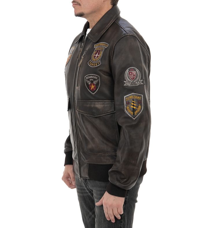 Aviatore da uomo in vera pelle vintage moro - immagine 5