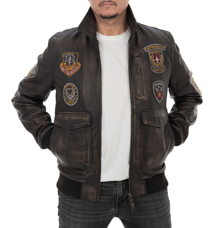 Aviatore da uomo in vera pelle vintage moro - immagine 3