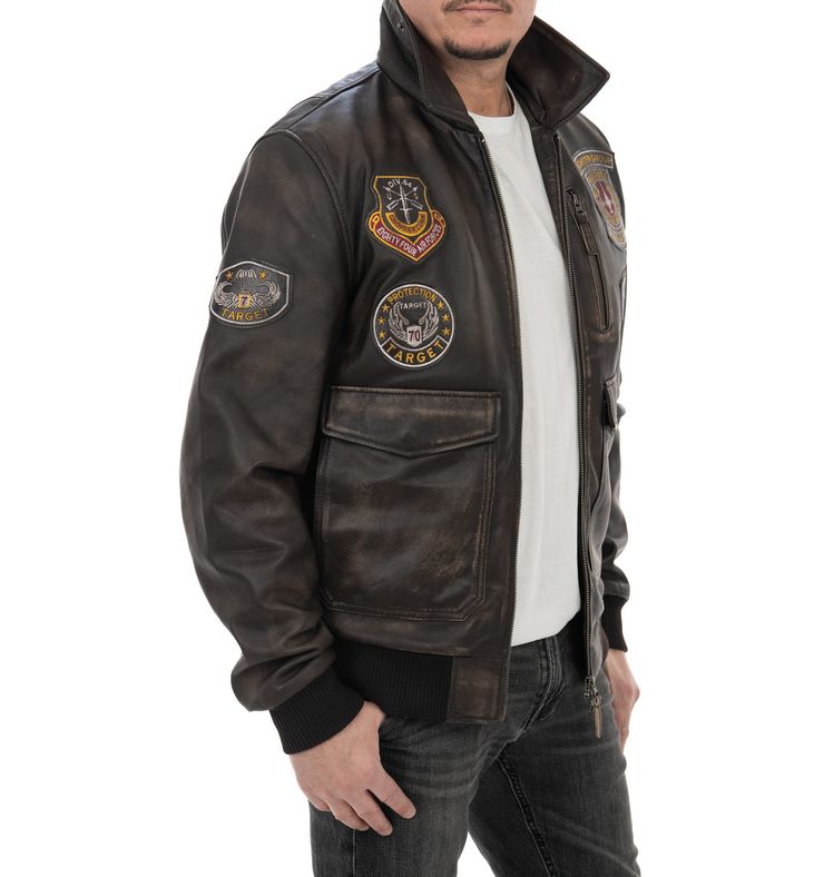 Aviatore da uomo in vera pelle vintage moro - immagine 2