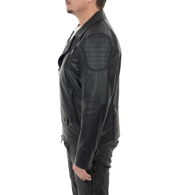 Chiodo da uomo in vera pelle nero - immagine 3