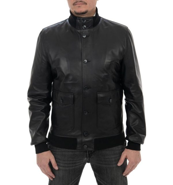 Giubbotto da uomo in vera pelle nero