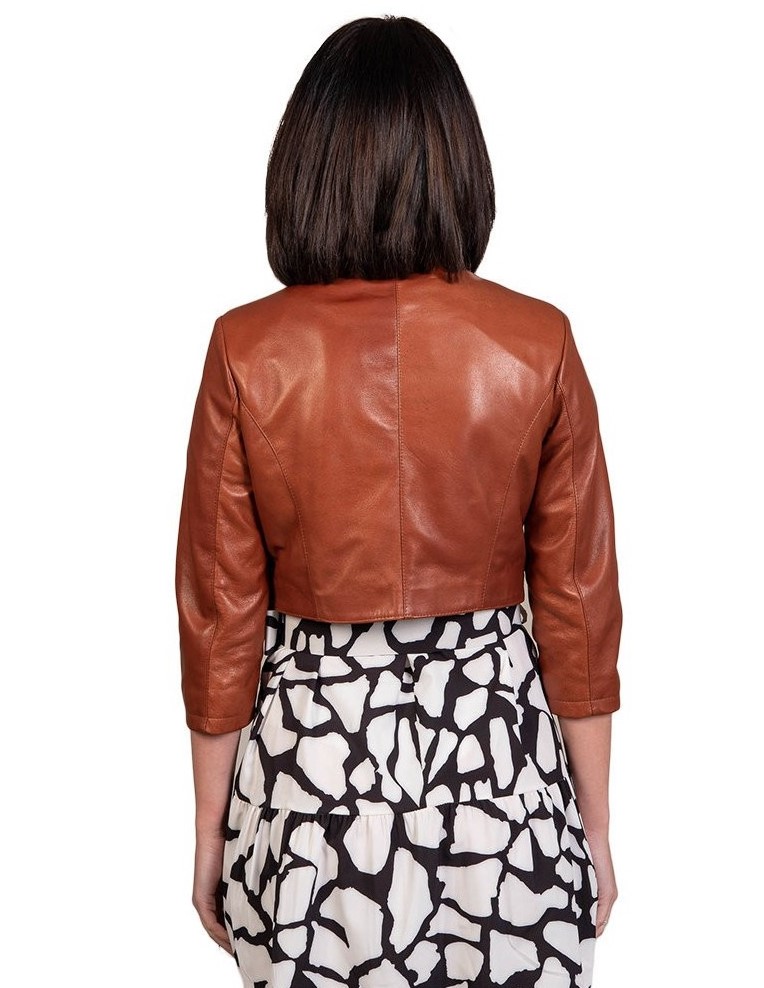 bolerino da donna in vera pelle cuoio