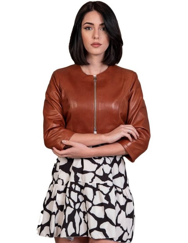 bolerino da donna in vera pelle cuoio