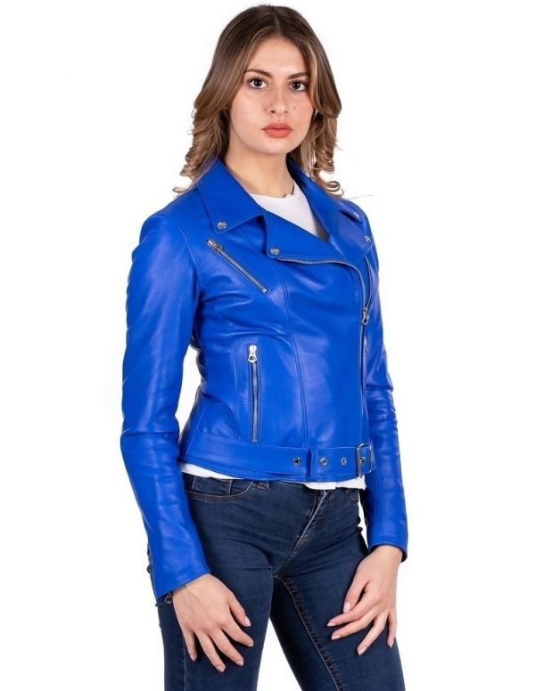 chiodino da donna in vera pelle bluette