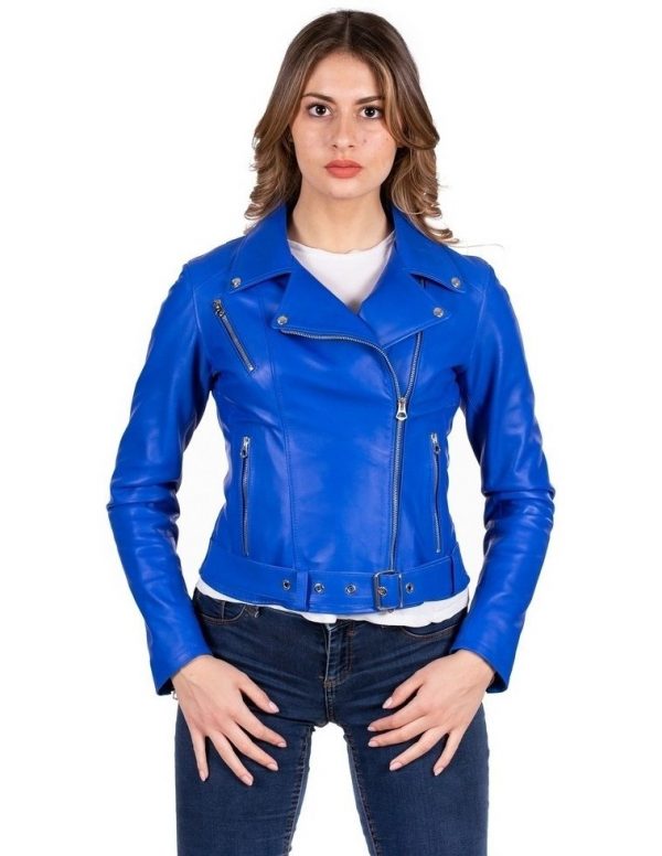 chiodino da donna in vera pelle bluette