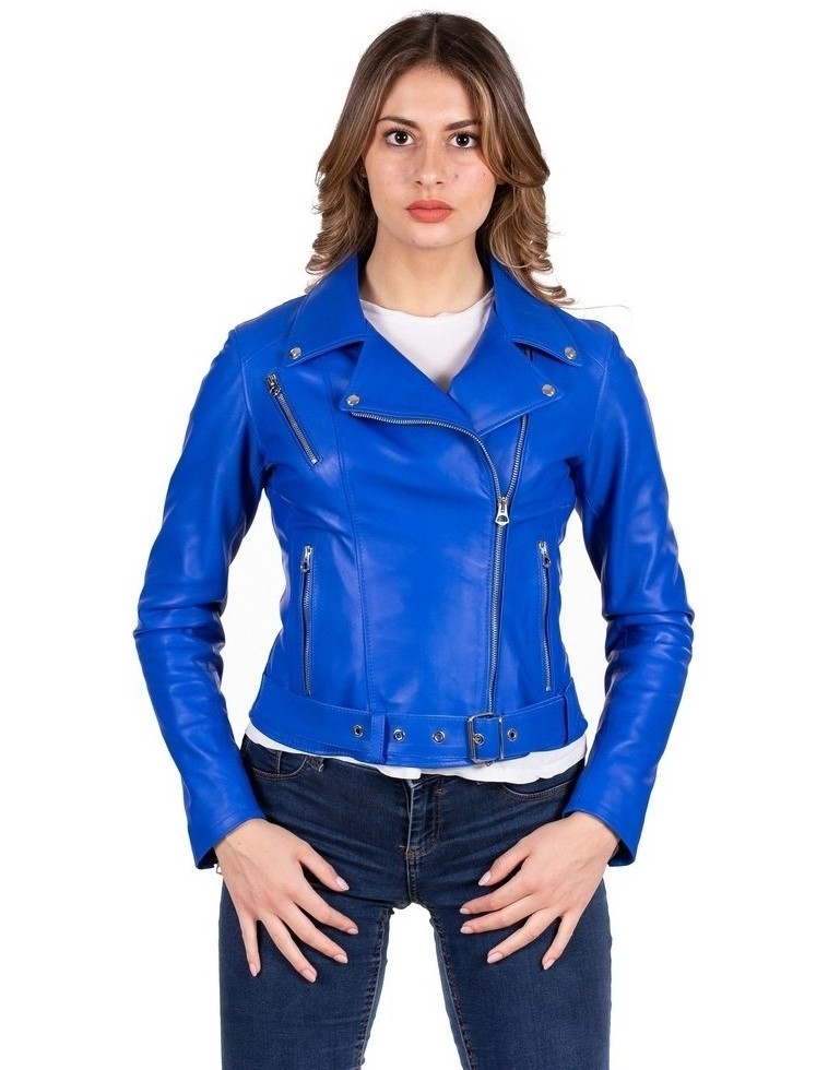 chiodino da donna in vera pelle bluette