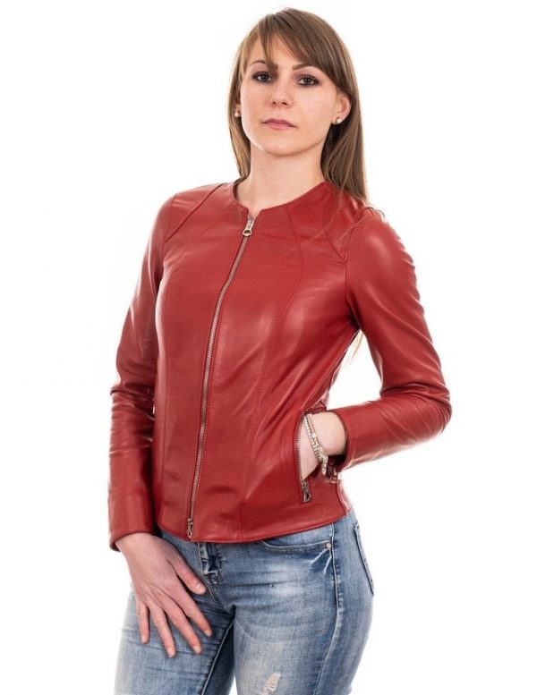 giacca da donna in vera pelle rossa