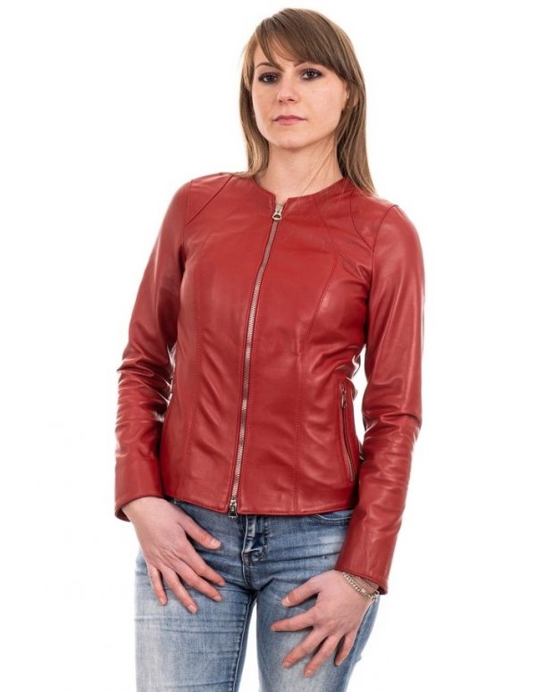 giacca da donna in vera pelle rossa