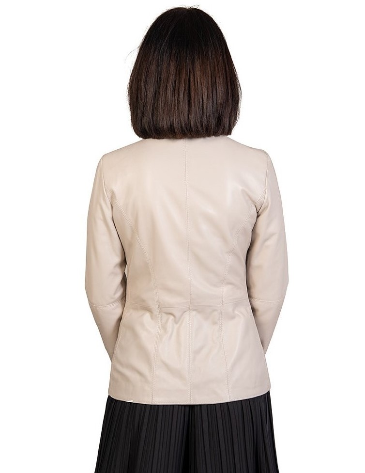 giacca donna in vera pelle beige
