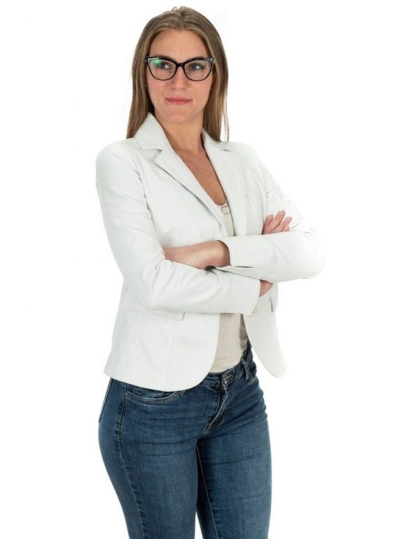 giacca donna in vera pelle bianca