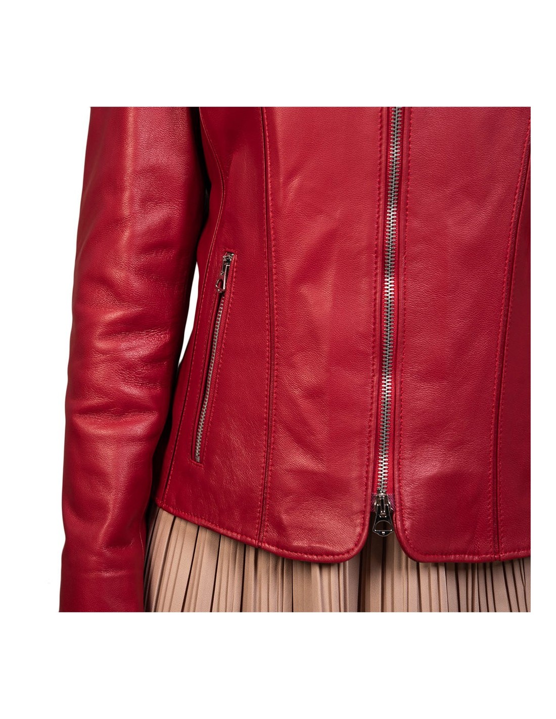 giacca donna in vera pelle rossa