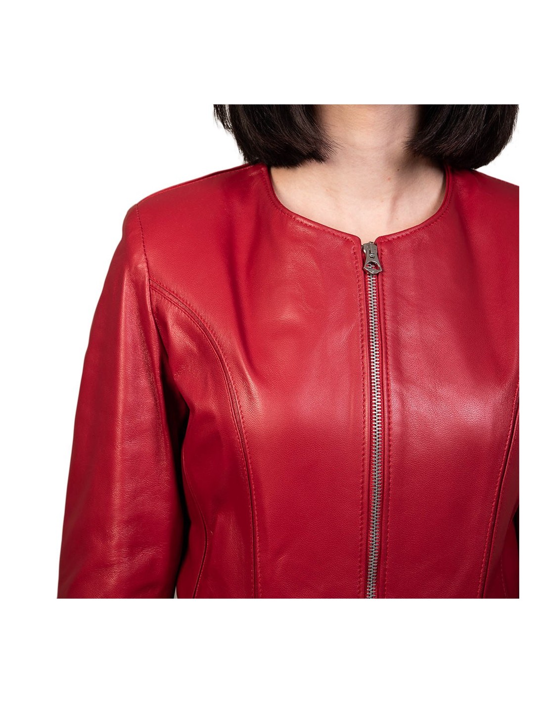 giacca donna in vera pelle rossa