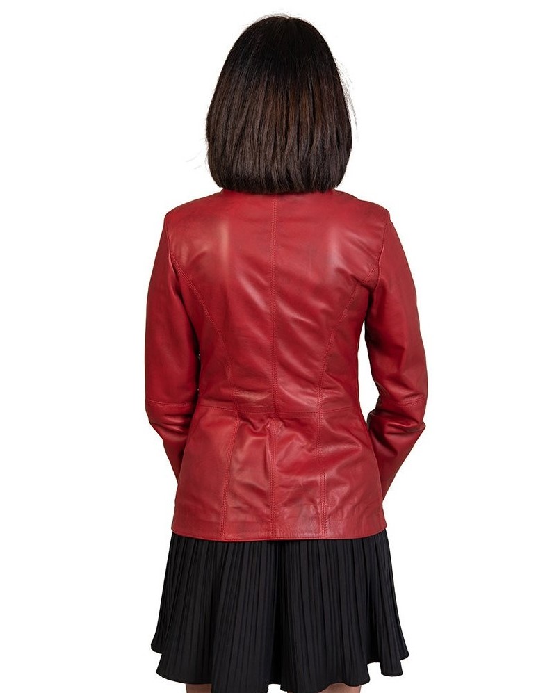 giacca donna in vera pelle rossa