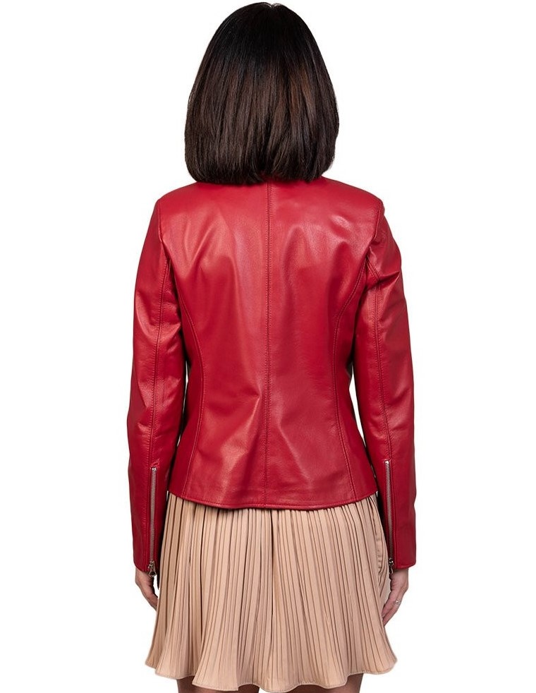 giacca donna in vera pelle rossa