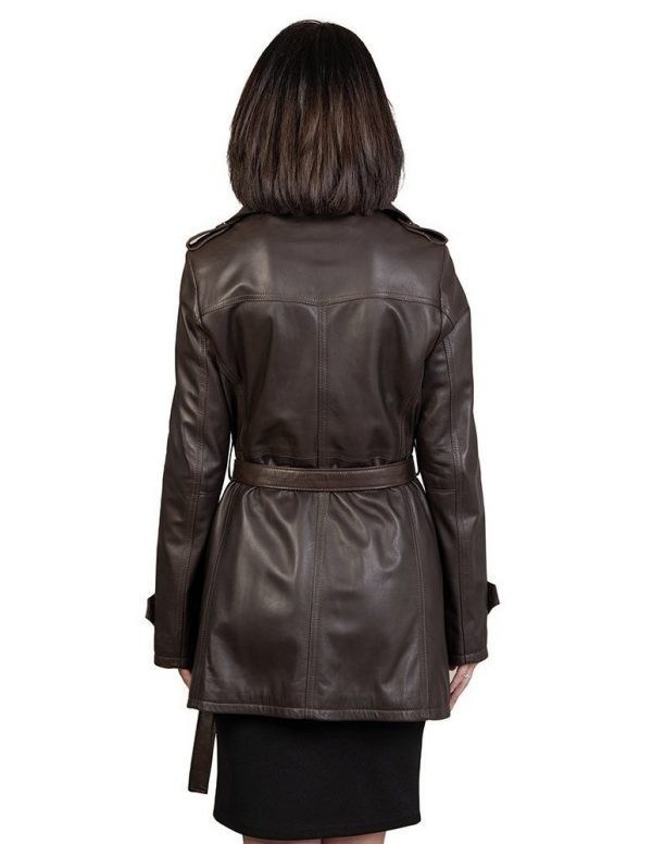 trench da donna in vera pelle moro