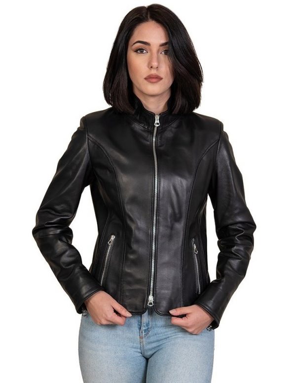 giacca da donna in pelle nera