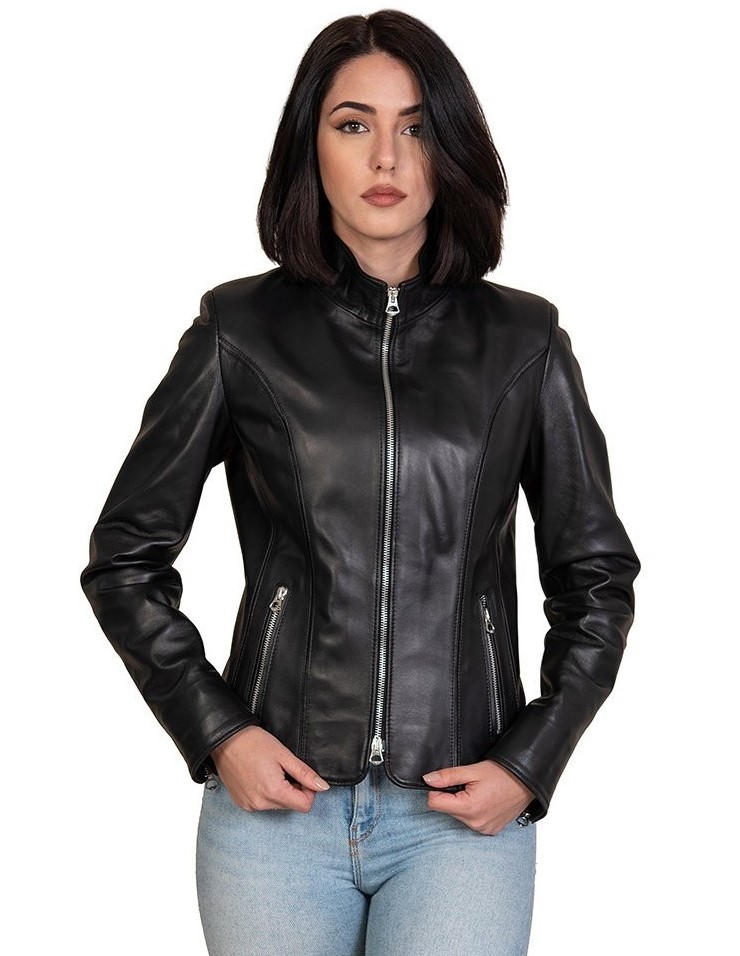 giacca da donna in pelle nera