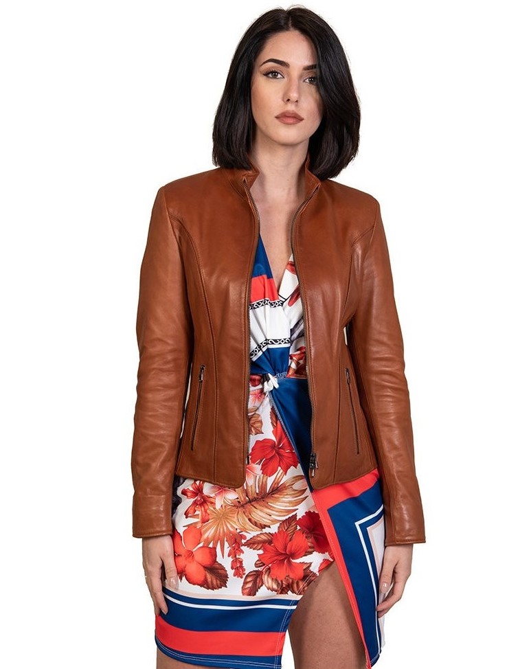 giacca da donna in vera pelle cuoio