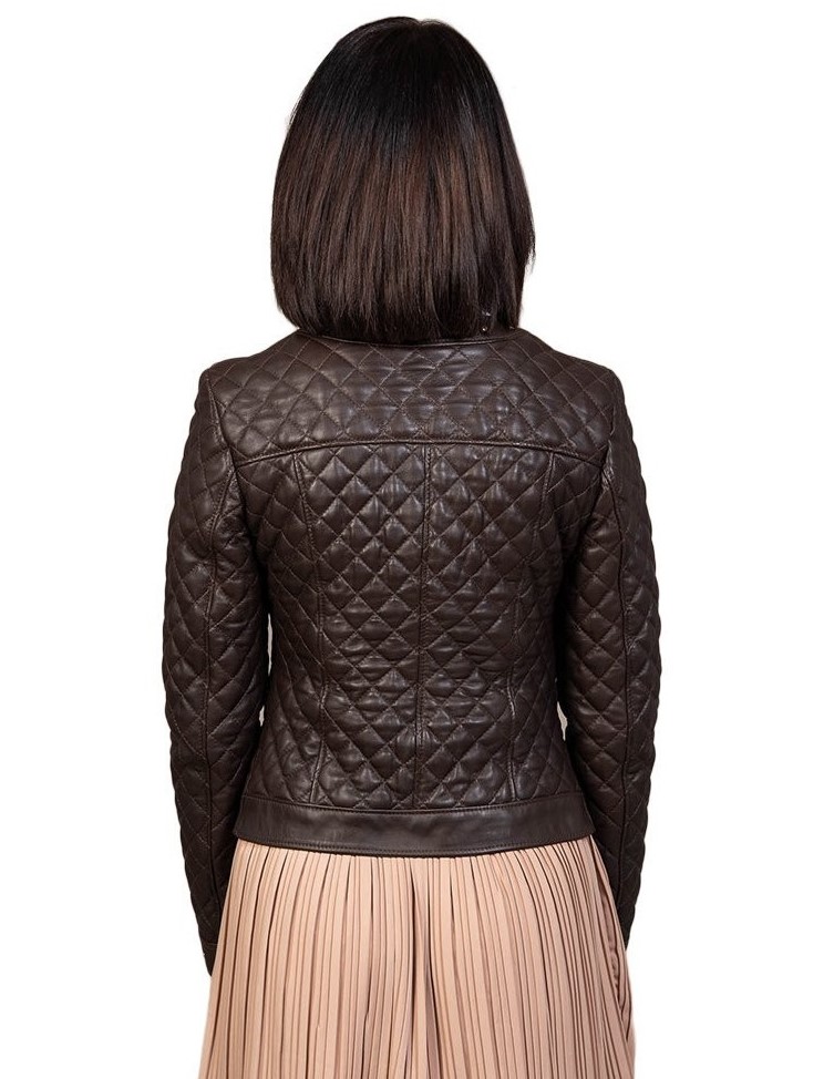 giubbino da donna in vera pelle marrone