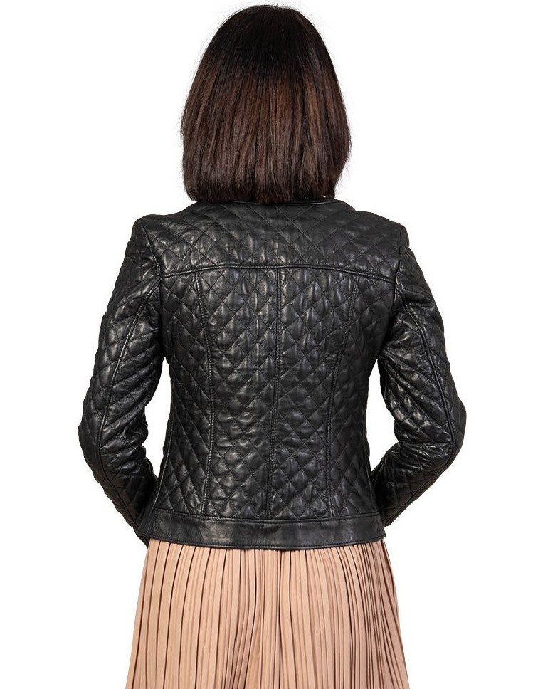 giubbino da donna in vera pelle nero