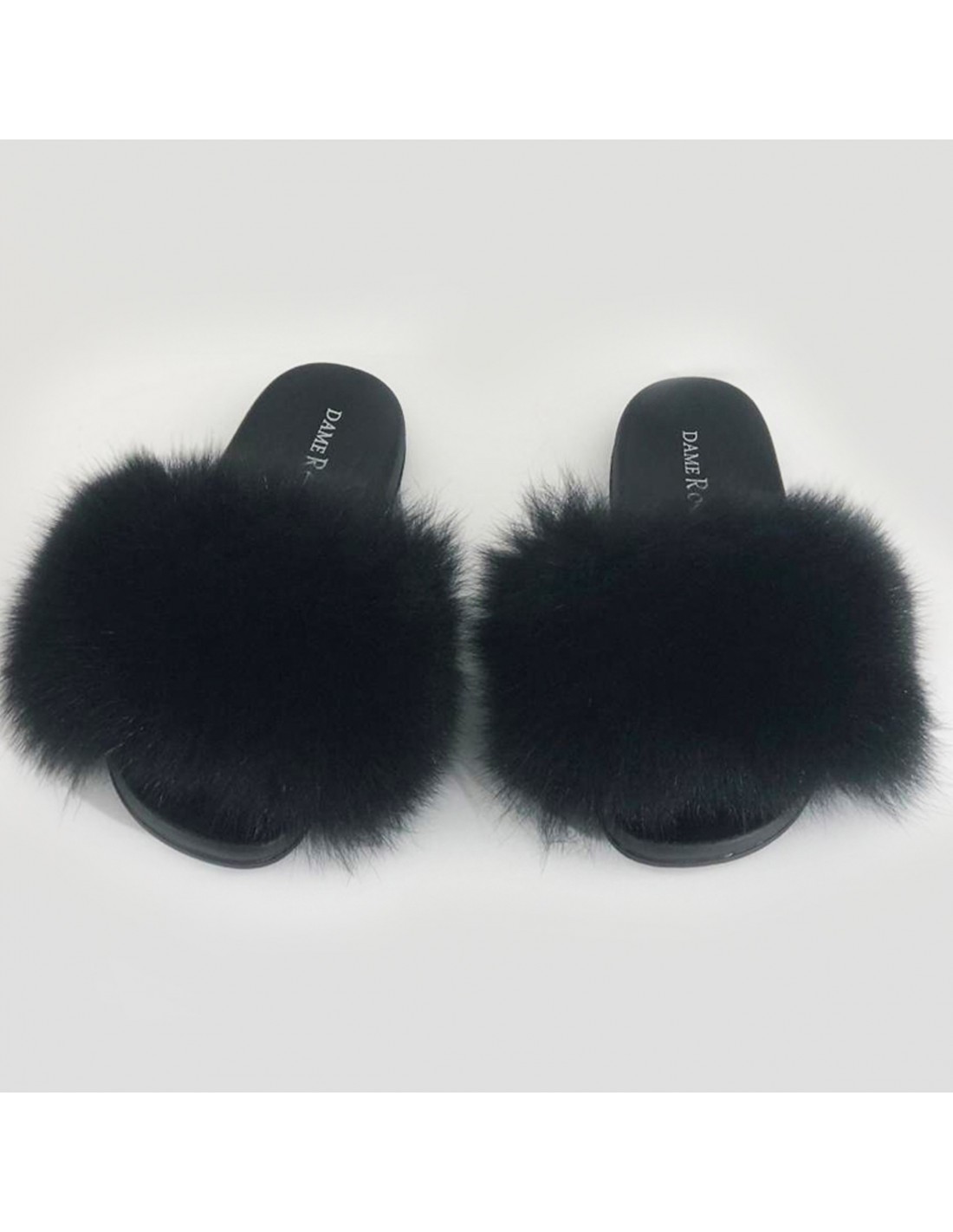 slippers da donna in vera pelliccia di volpe originale