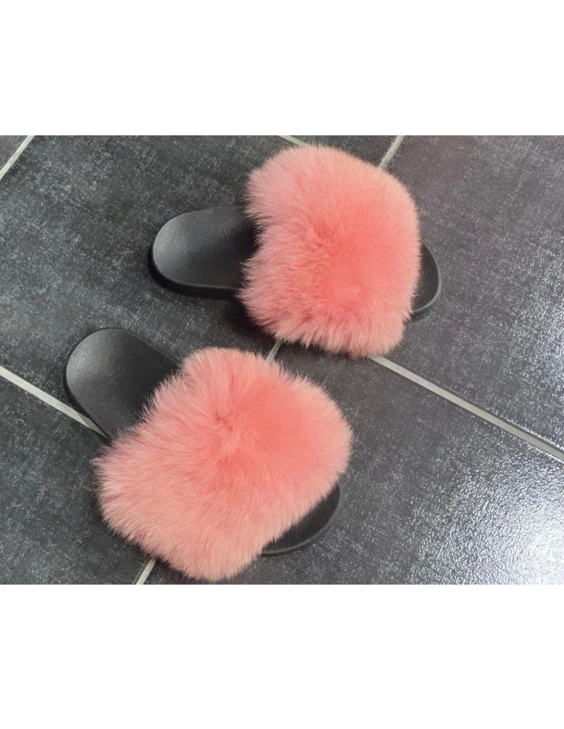 slippers da donna in vera pelliccia di volpe originale