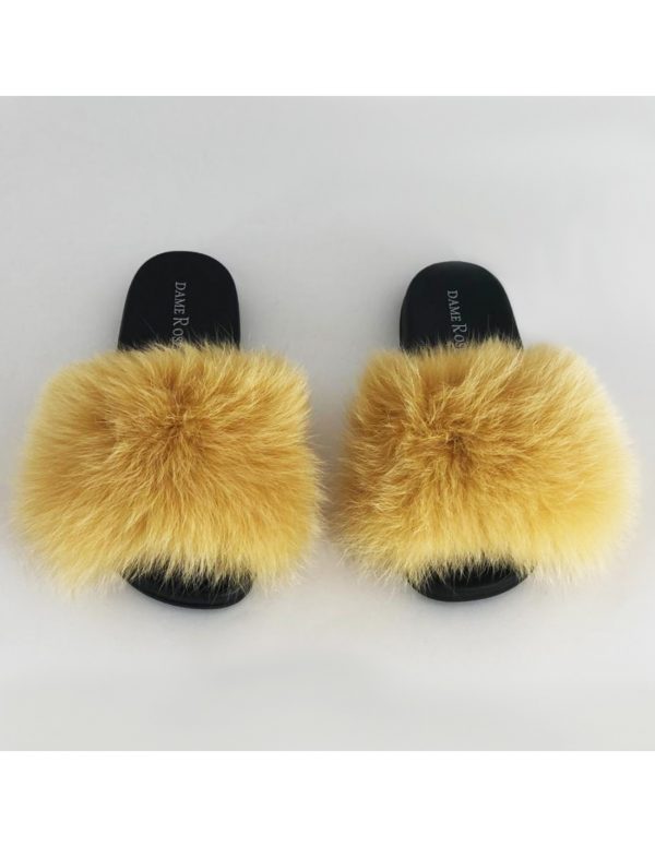 slippers da donna in vera pelliccia di volpe originale