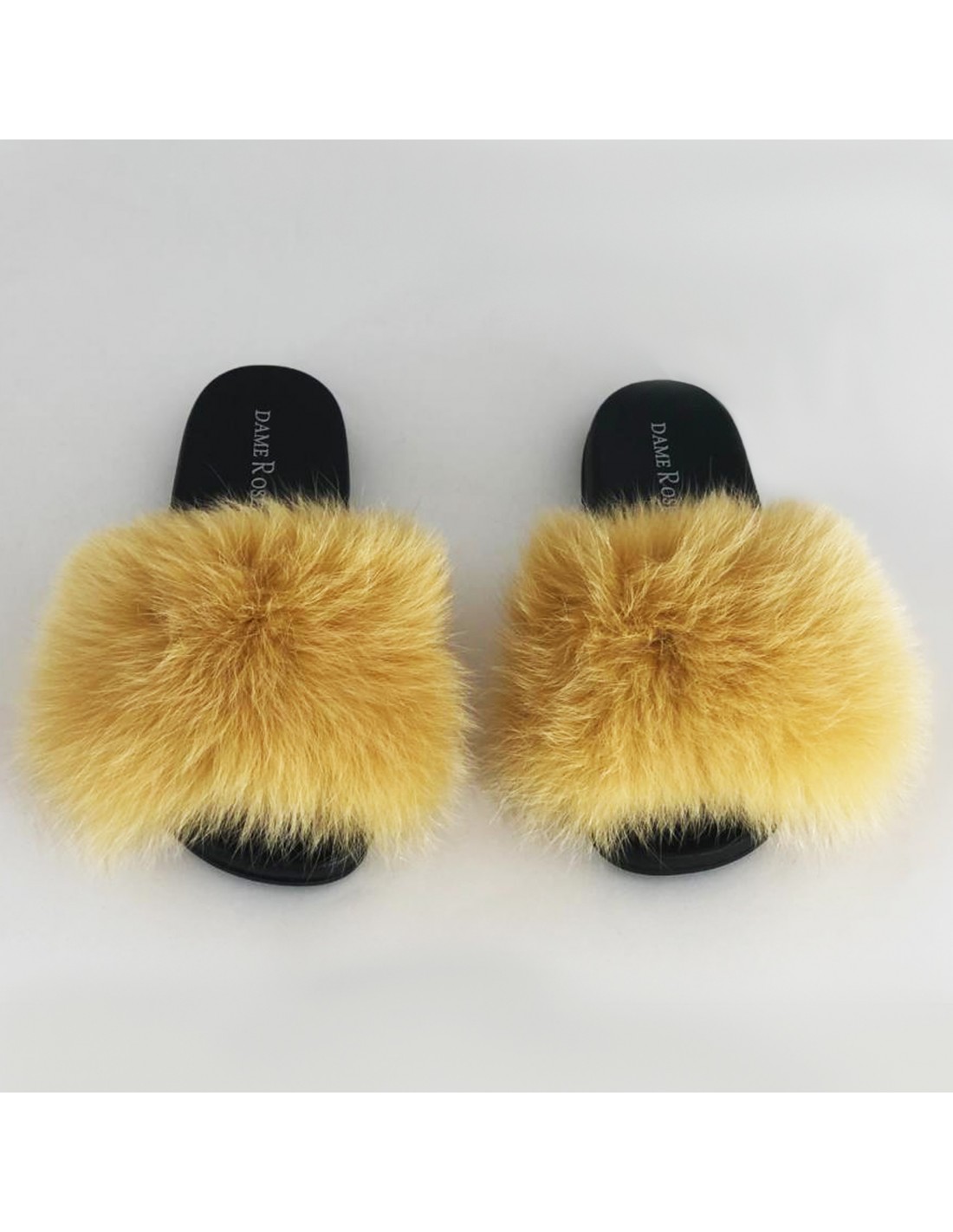 slippers da donna in vera pelliccia di volpe originale