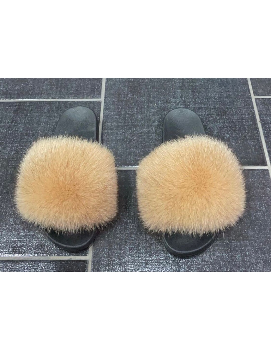 slippers da donna in vera pelliccia di volpe originale