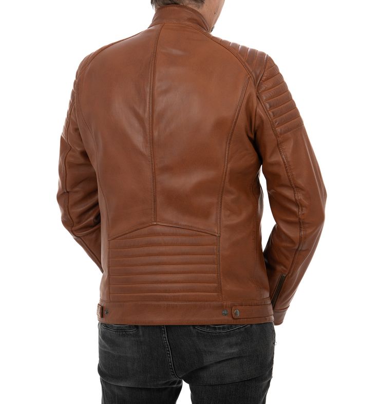 Biker da uomo in vera pelle vintage cuoio - immagine 4