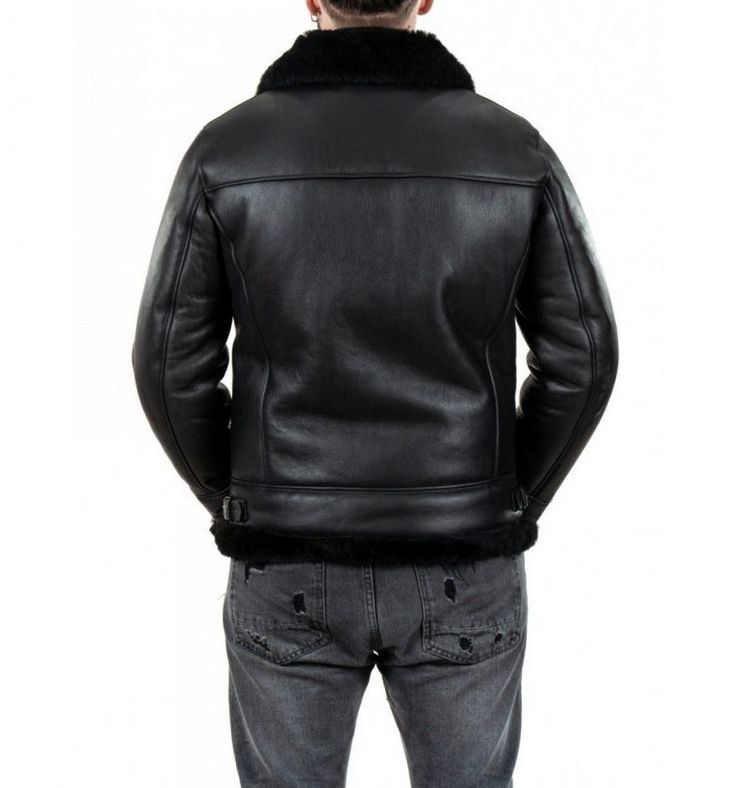 Giubbotto montone shearling nero uomo - immagine 4