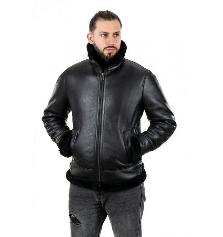 Giubbotto montone shearling nero uomo - immagine 2