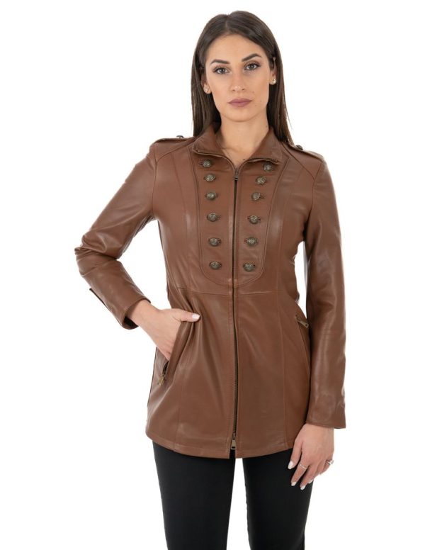 Giacca da donna in vera pelle cuoio