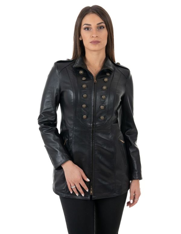 Giacca da donna in vera pelle nero