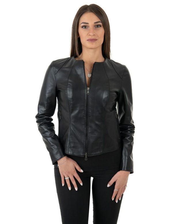 Giacca da donna in vera pelle nero