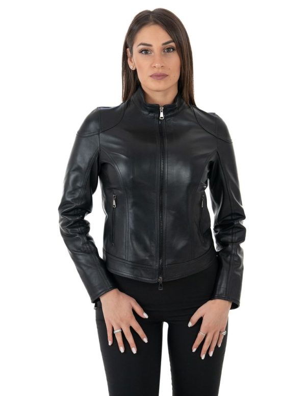 Giacca da donna in vera pelle nero
