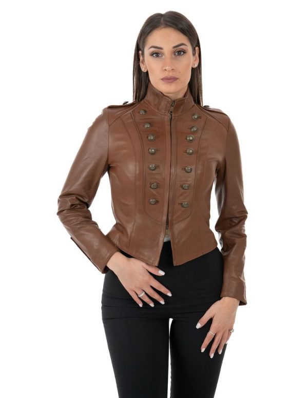 Giacca da donna in vera pelle cuoio