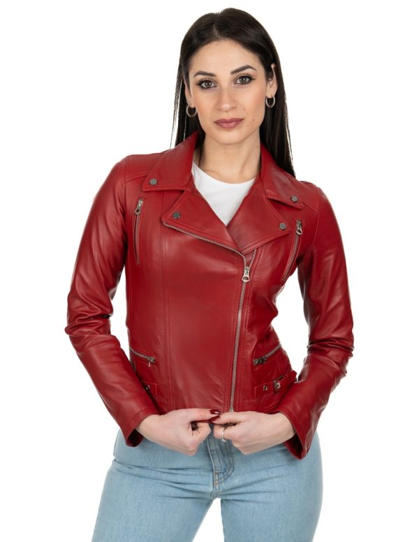 Chiodino da donna in vera pelle rosso