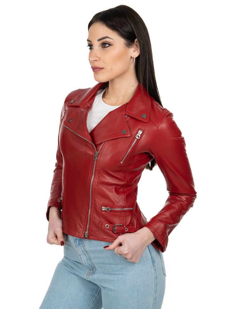 Chiodino da donna in vera pelle rosso - immagine 2